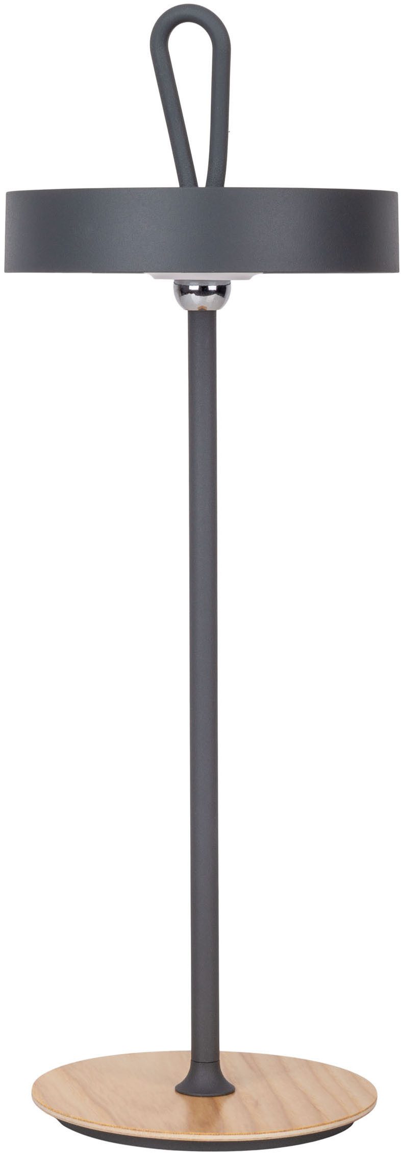 OTTO home LED Tischleuchte Ellvra mit Holzfuß, abnehmbares Kopfteil als Hängeleuchte verwendbar, Dimmfunktion, LED fest integriert, Warmweiß, aufladbar, inkl Ak – Bild 4 von 5