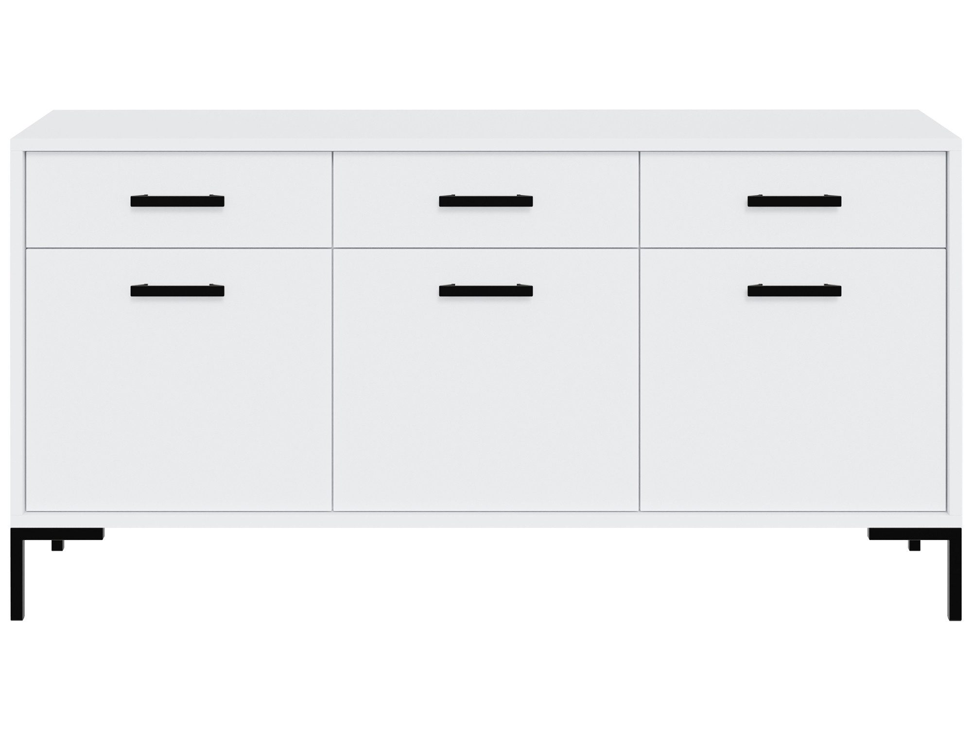 Beautysofa Kommode SELENA 150 cm Sideboard mit 3 Türen und 3 Schubladen (Metallfüße, Soft-Close, Schlafzimmer Kommode), Weiß oder Kaschmir