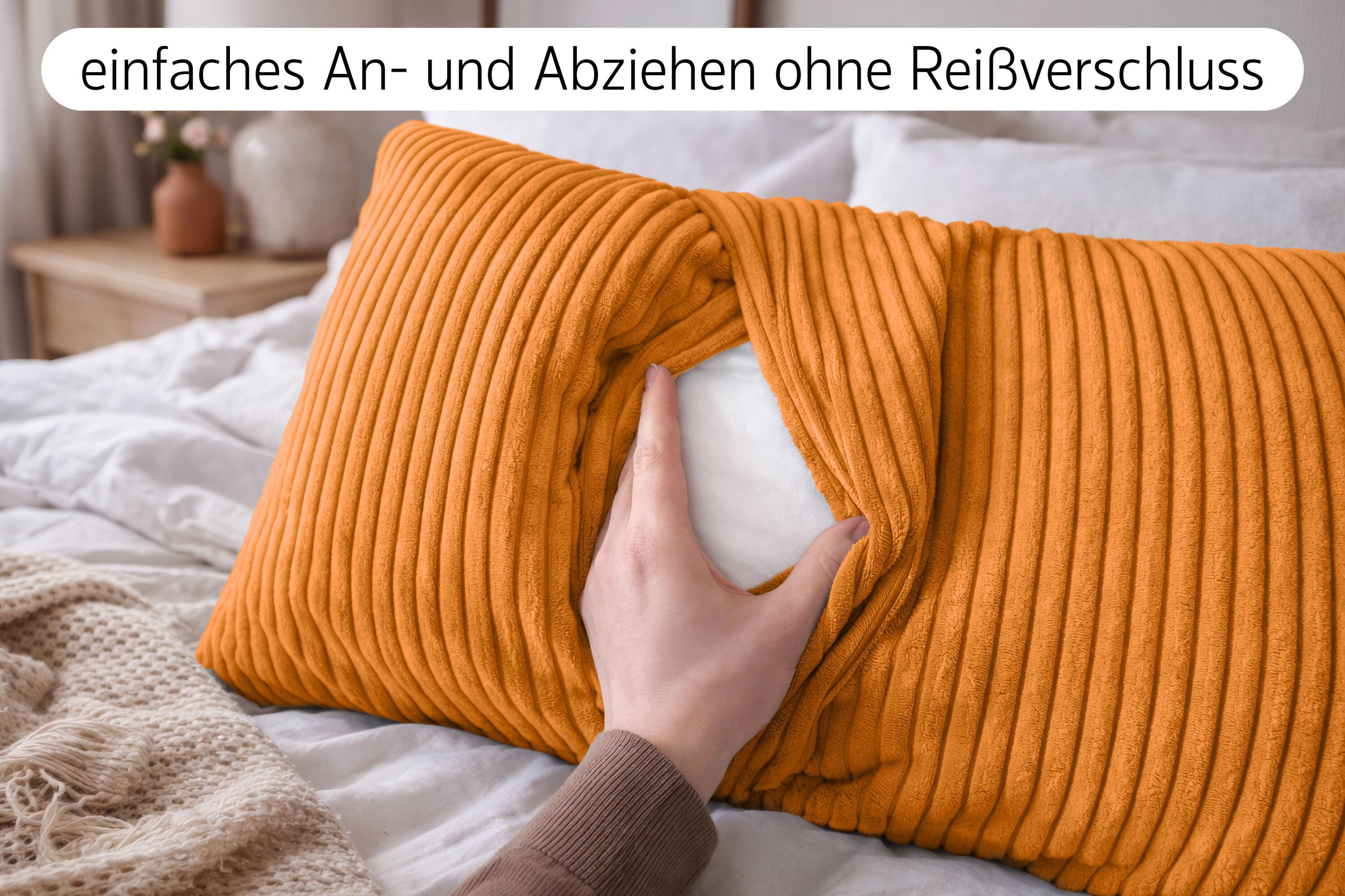 Amilian Dekokissen 40x80 cm 2er Set mit Füllung – Cord-Optik Sofakissen, mit Füllung und Bezug, formstabil, Hotelverschluss
