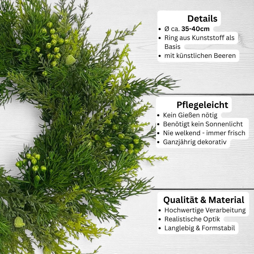 Kunstkranz Künstlicher Thujakranz, Türkranz Zypresse Winterdeko Weihnachten günstig online kaufen