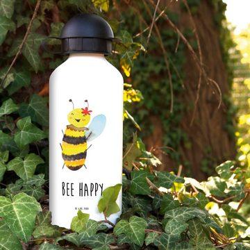 Mr. & Mrs. Panda Trinkflasche Biene Happy - Weiß - Geschenk, Kindertrinkflasche, Kinder, Kinderflas, Mundstück mit Deckel