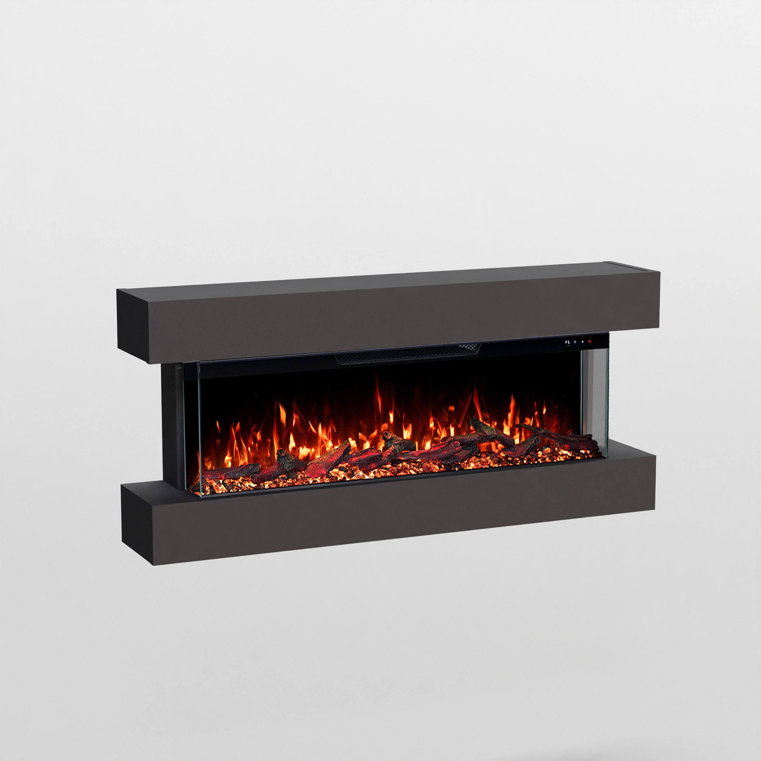 GF Core Elektrokamin Clear Wall Elektrokamin mit 3D Feuer und Heizung (Thermostat), Elektrischer Wandkamin mit APP Steuerung, Heizleistung (900- 1800 W)