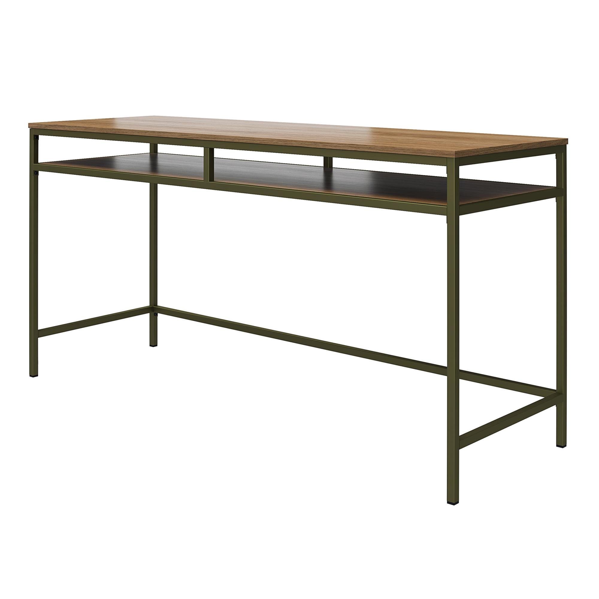 olivegrün/walnuss loft24 Bradford, Holzoptik, in Schreibtisch olivegrün | Tischplatte | Metallgestell, cm Breite walnuss 153