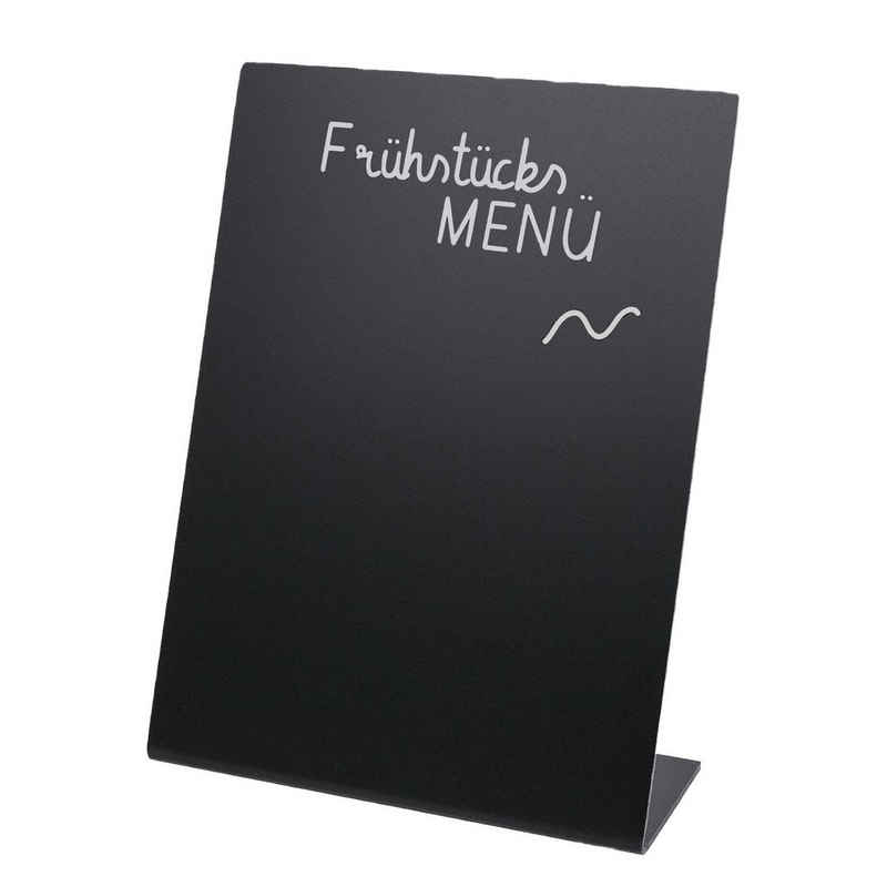 HMF Standtafel »Tischaufsteller 4643«, DIY Deko Kreidetafel für den Tisch, L-Ständer, DIN A6 Hochformat, Schwarz
