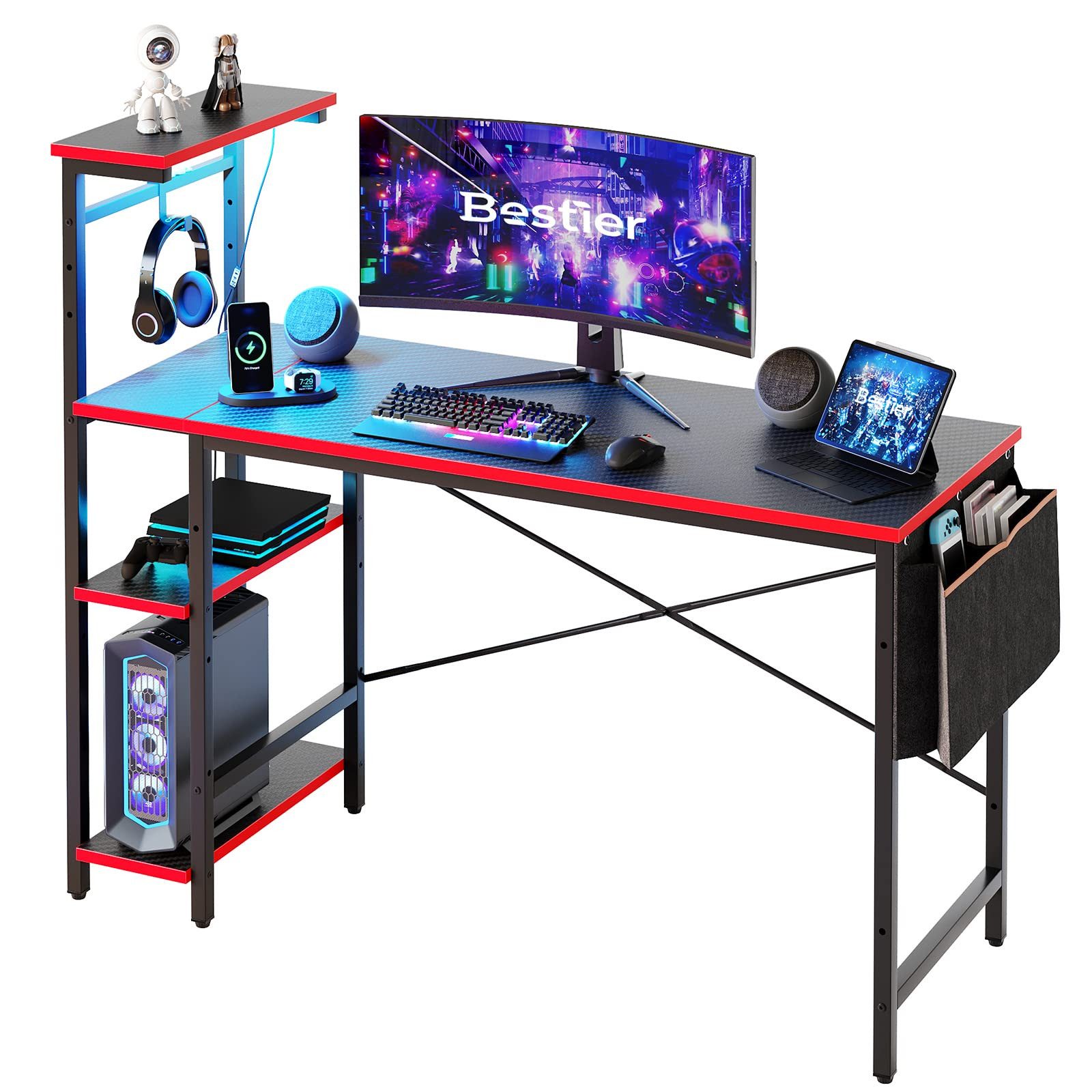 Bestier Gamingtisch 140 cm Gaming-Schreibtisch mit günstig online kaufen