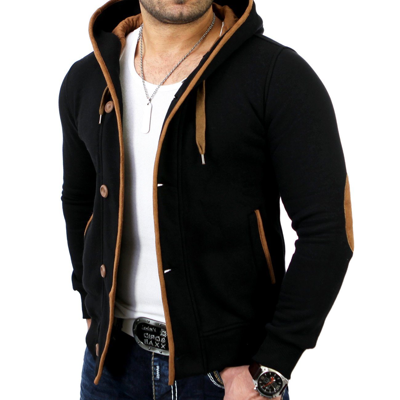 Reslad Sweatjacke Reslad Herren Kapuzen Sweatjacke RS-5066 (1-tlg) Kapuzenpullover Cardigan Hoodie
