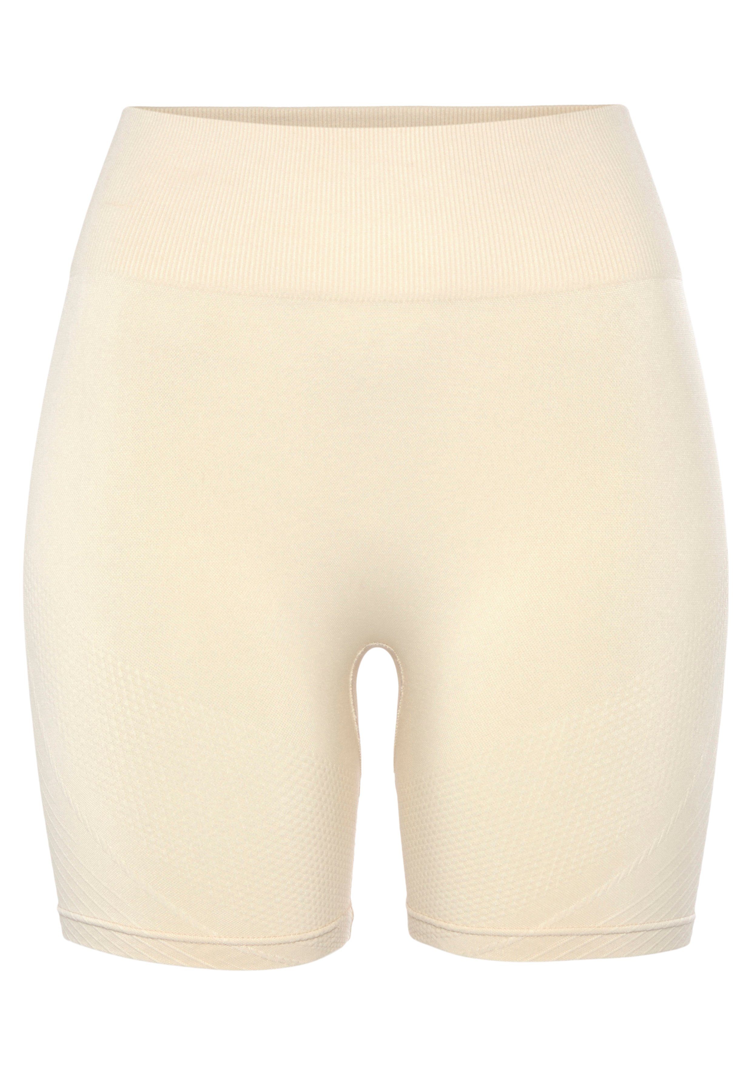 LASCANA Funktionsshorts - Po Shorts sand Rippstruktur mit Sportshorts Up Push und Shapingeffekt