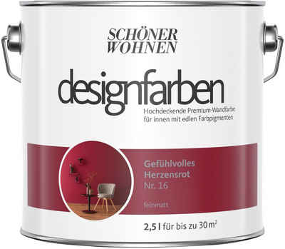 SCHÖNER WOHNEN-Kollektion Wand- und Deckenfarbe Designfarben, Gefühlvolles Herzensrot Nr. 16, hochdeckende Premium-Wandfarbe