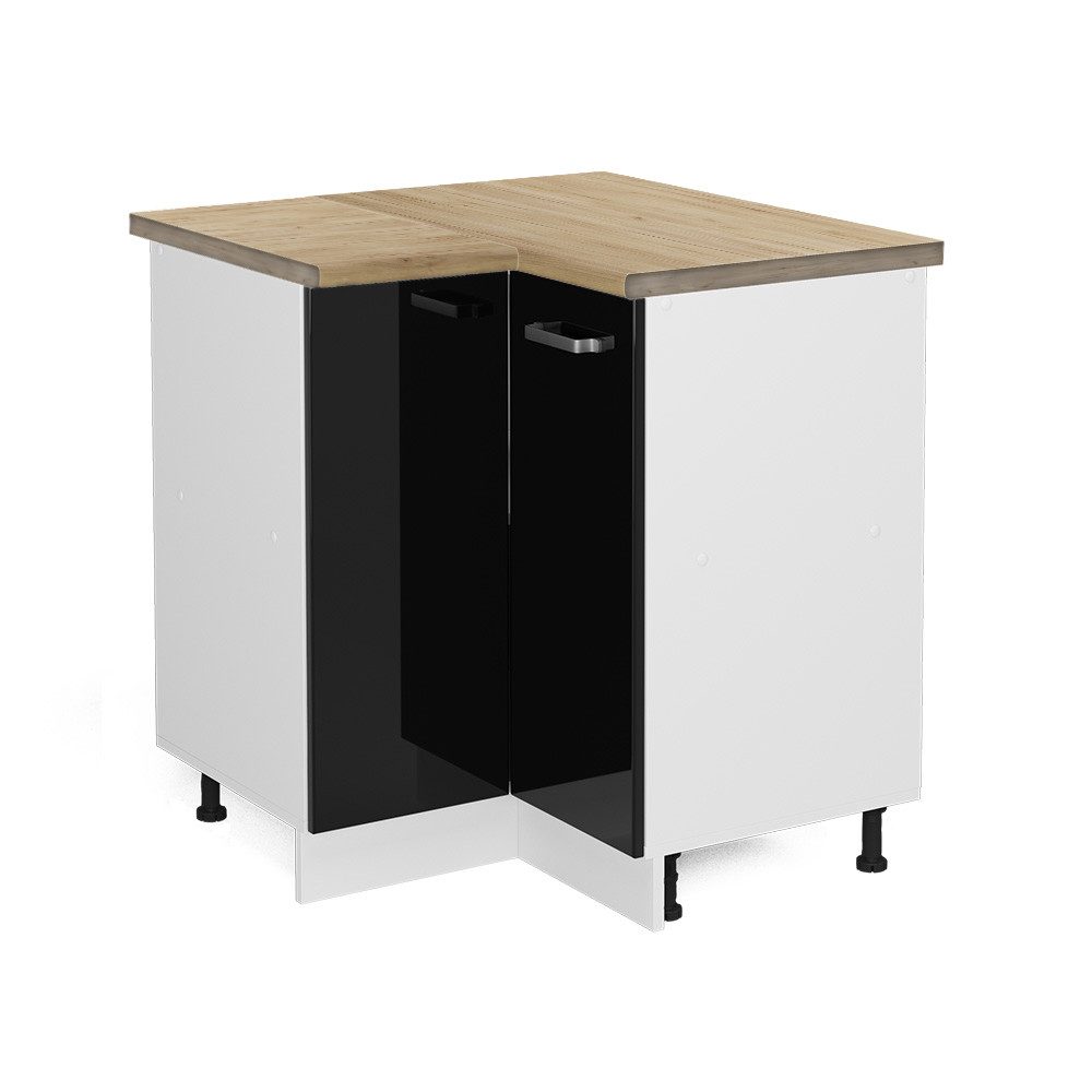 Vicco Eckunterschrank R-Line, Schwarz Hochglanz/Weiß, 75.6 günstig online kaufen