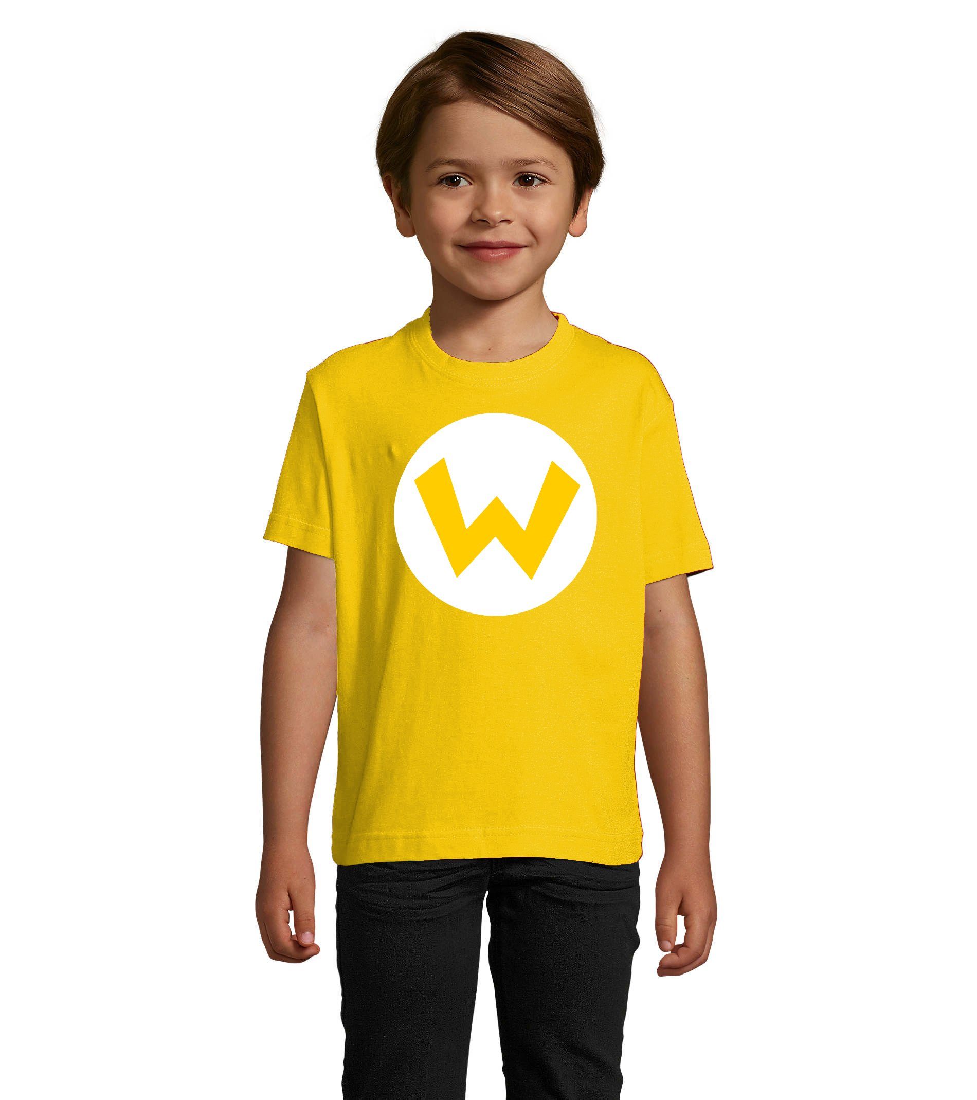 Blondie & Brownie T-Shirt Kinder Jungen & Mädchen Mario Luigi Logo Nintendo Yoshi Luigi in Rot und Grün Wario (Gelb)