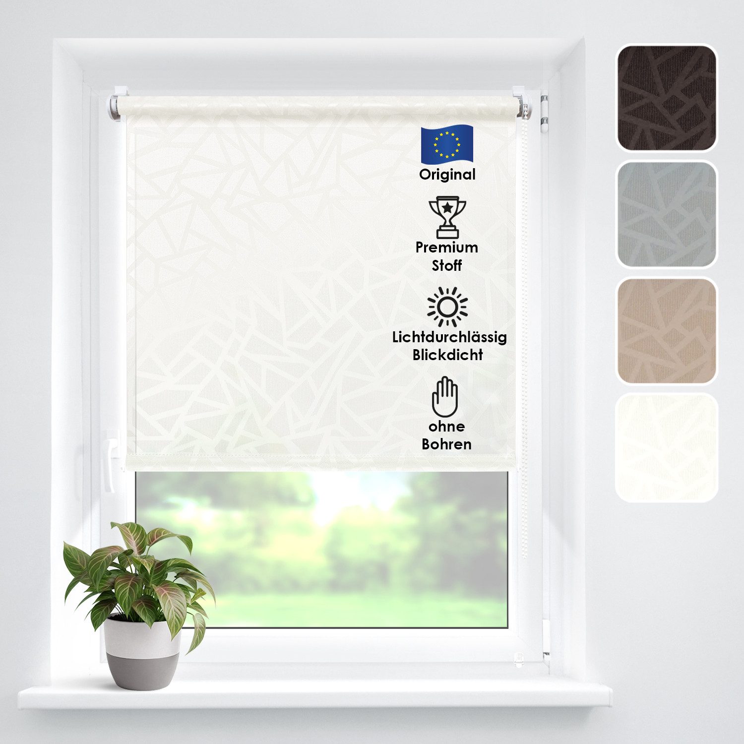 Rollo Tageslicht"Crystal", DomDeco, Klemmfix