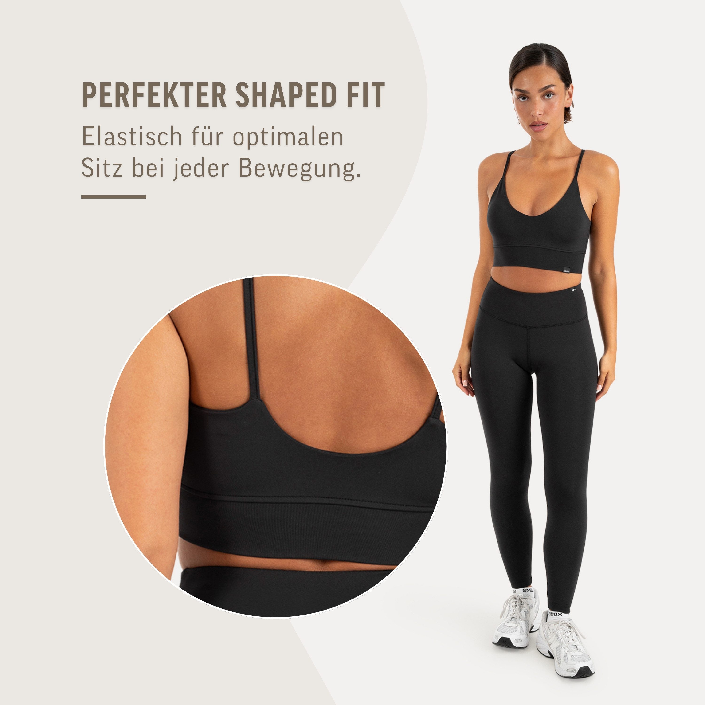 Smilodox T-Shirt Lunara Damen, Sommer Top, Shaped Fit, mit V-Ausschnitt, für Gym Shaping Fit, Stretch-Komfort, kurze Passform, V-Neck – Bild 5 von 5