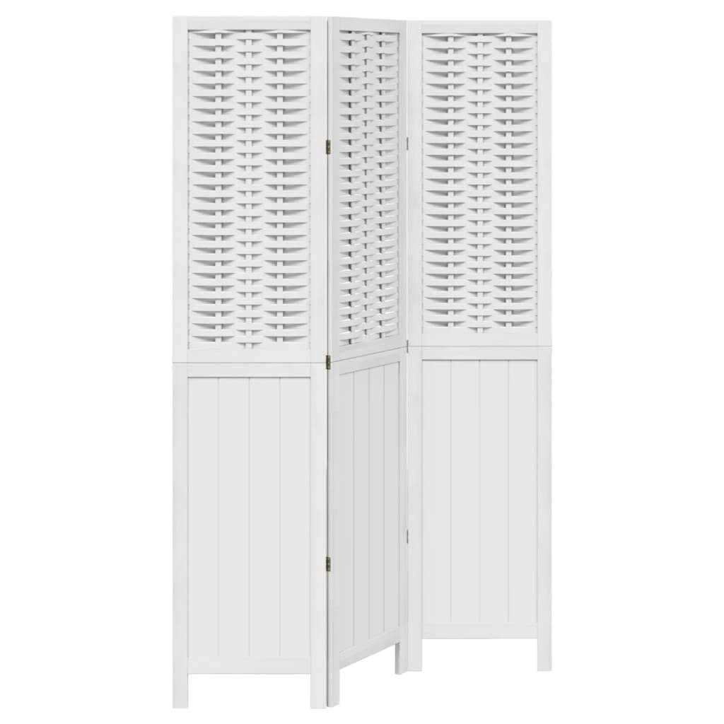 Paravent 40 x 180 cm Paravent Trennwand 3-tlg Raumteiler Weiß Massivholz Paulow