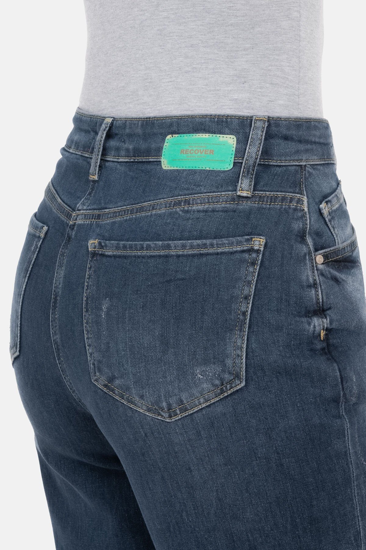 Recover Verschluss 7/8-Jeans diagonalem mit Pants Gianna dunkelblau