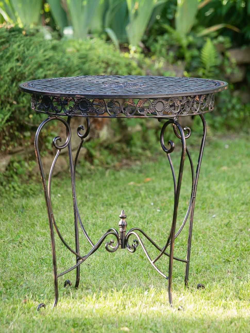 Aubaho Sitzgruppe Gartentisch und 4 Tisch Bistromöbel Eisen Stühle Gartenmöbe Antik-Stil