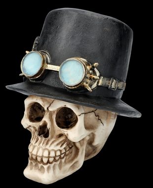 Figuren Shop GmbH Dekofigur Totenkopf - Steampunk Gentleman mit Zylinder - Totenschädel Dekofigur