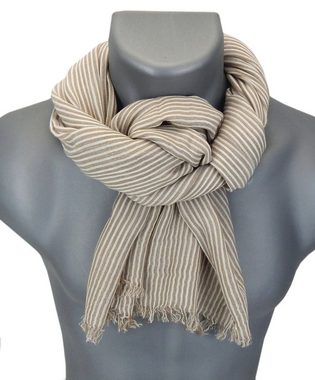 Ella Jonte Modeschal, leichter Herrenschal beige oder blau Streifen Schal maritim Baumwolle