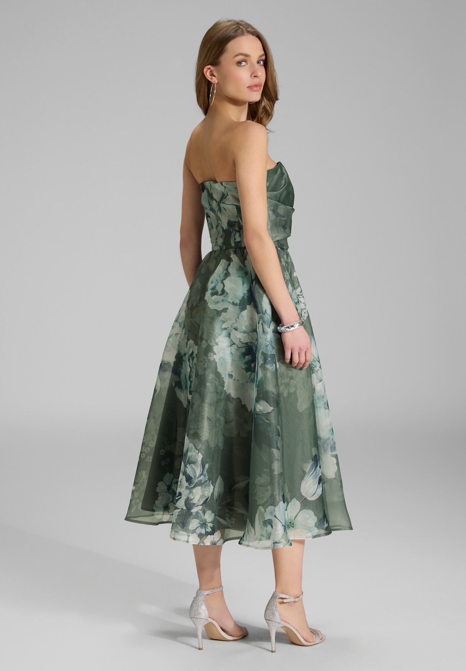 SWING Cocktailkleid - Korsage Kleid aus bedrucktem Organza Taillierter Schn günstig online kaufen