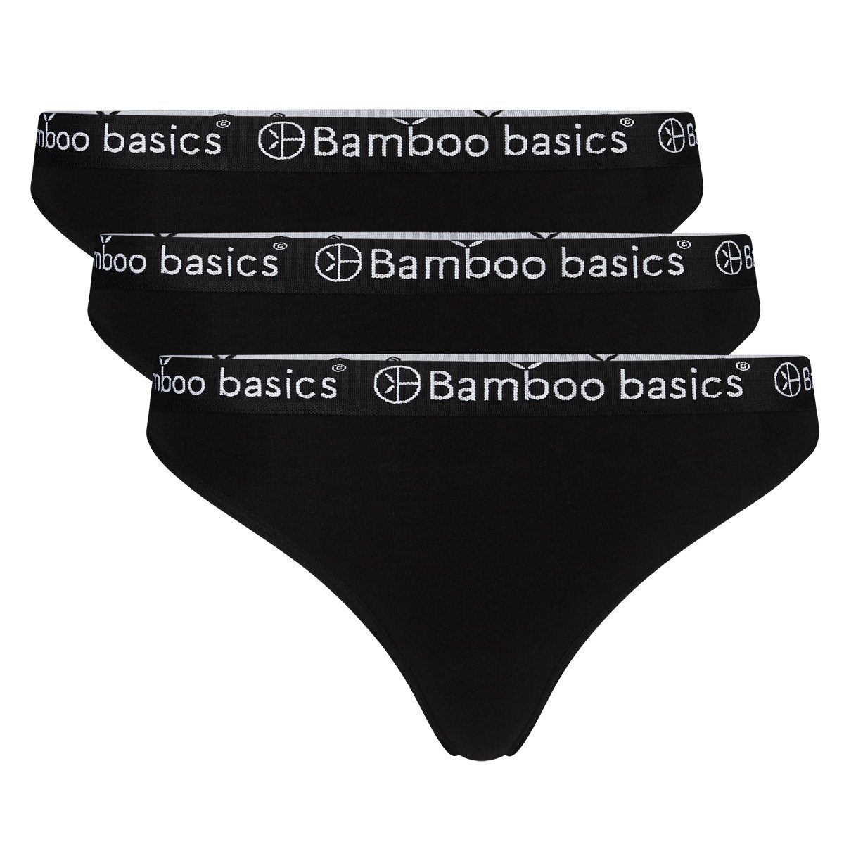 Bamboo basics String Damen String EMMA, 3er Pack - Logo-Bund