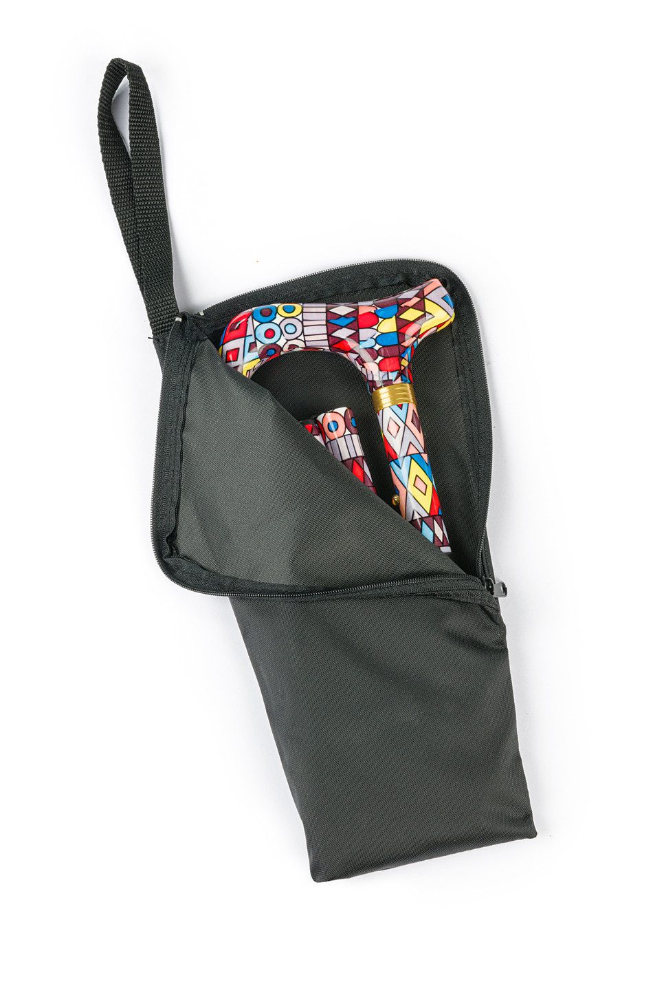 Stockshop Gehstock Gehstock Faltstock MIRÓ,Derbygriff Acryl,Leichtmetall,Klammer+Tasche