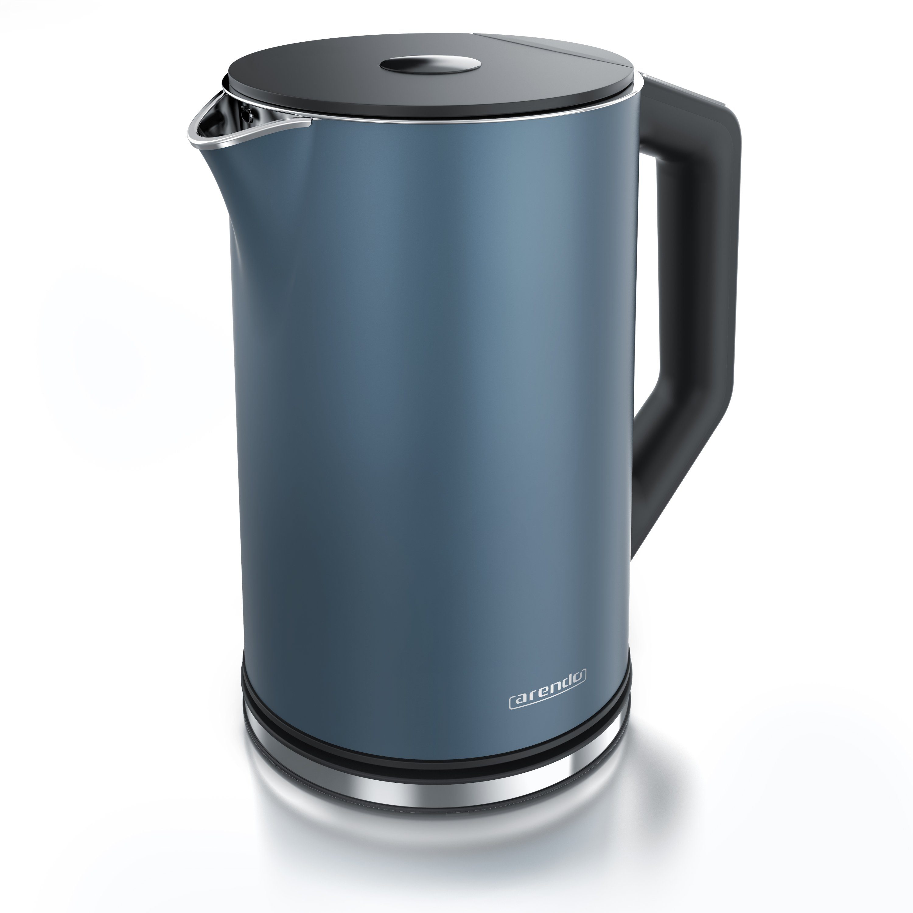 Arendo Wasserkocher aus Edelstahl, Temperatureinstellung 40°–100°C mit Anzeige, Doppelwand, 1,5 l, 2200 W, Teekocher mit Temperaturanzeige, in 5 °C-Schritten einstellbar