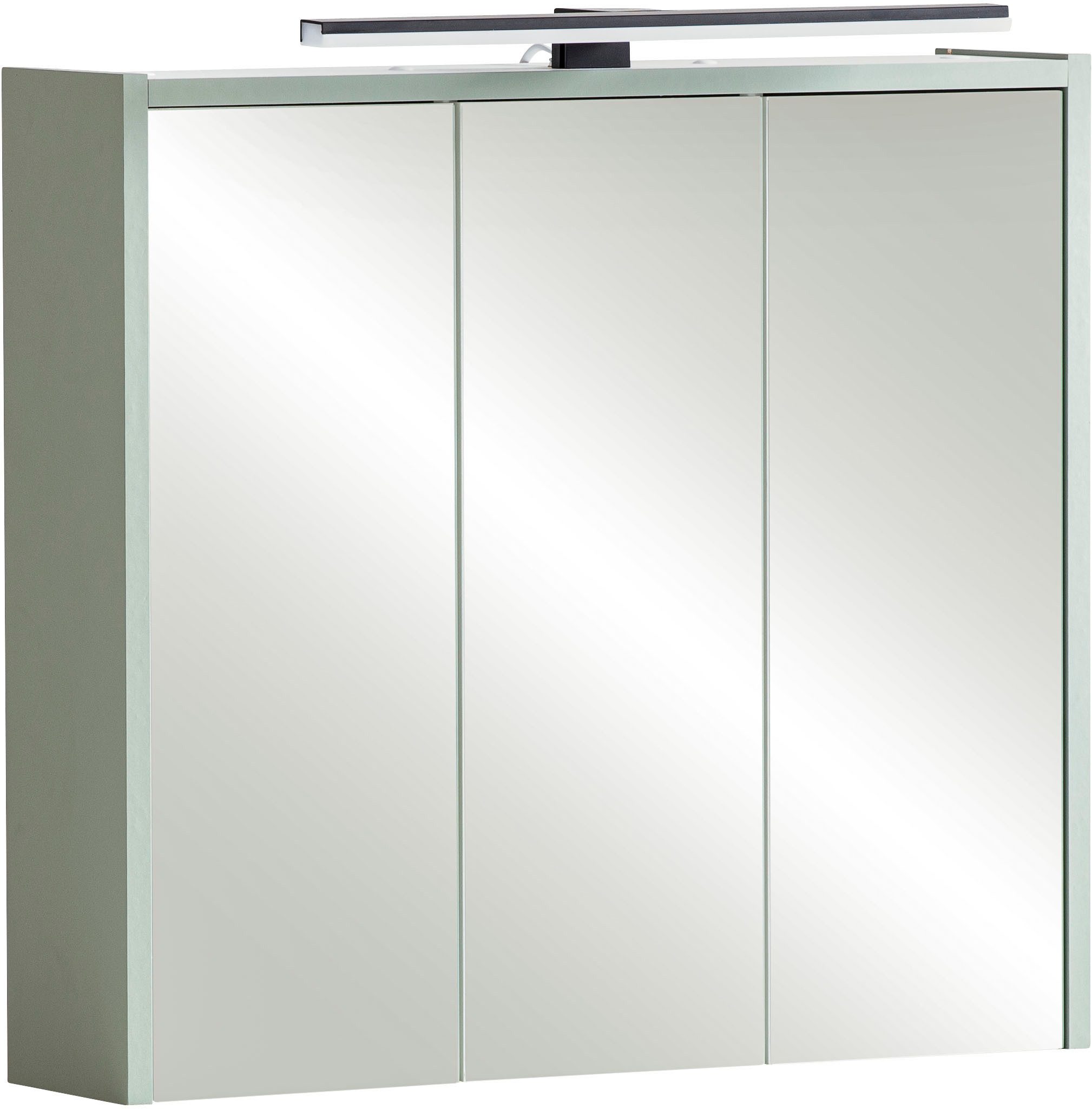Schildmeyer Spiegelschrank Palermo, Breite 65 cm Mit LED-Leuchte und Steckdose, Metallbeschläge, Glaseinlegeböden