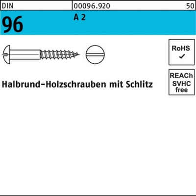 Reyher Schraube 200er Pack Holzschraube DIN 96 Halbrundkopf Schlitz 3,5x 25 A 2 200 St