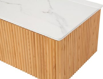 elbgestoeber Nachttisch Elblamelle, Untergestell in Lattenoptik, Tischplatte in Marmoroptik, Breite 60 cm