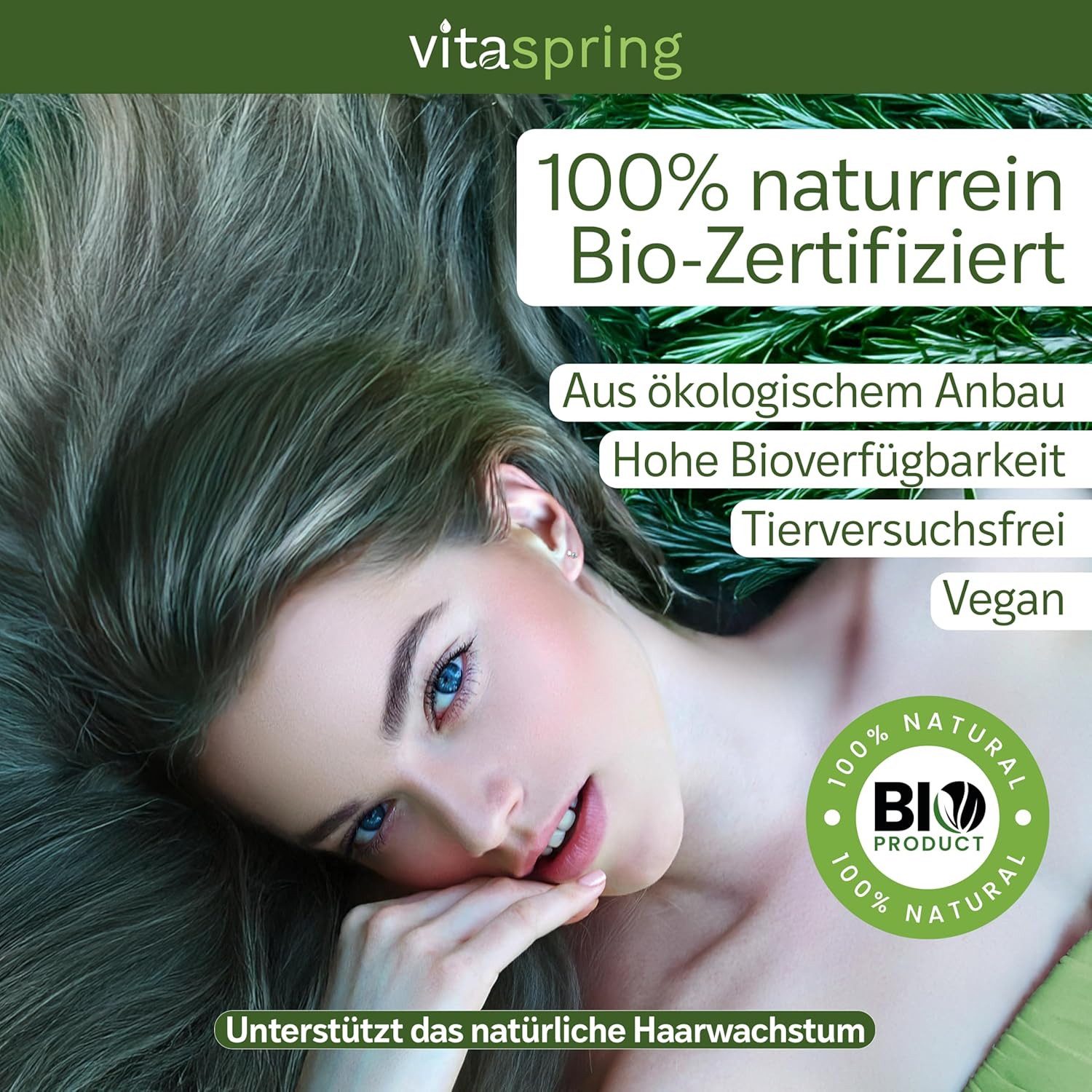 vitaspring Haaröl Rosmarinöl Apothekenqualität für Haare 100% Bio naturrein Rosmarinöl, 100% reines und ätherisches Öl