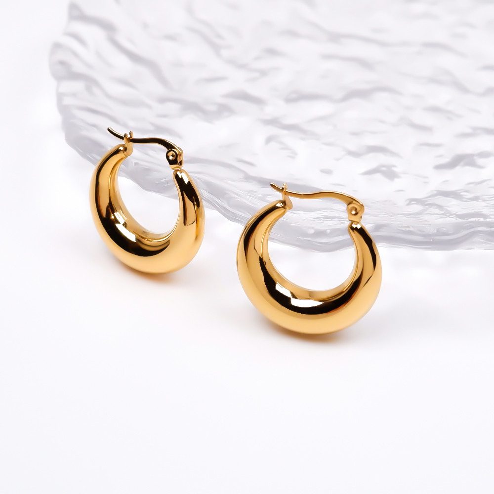 SHELAGO Paar Creolen Chunky Hoop Ohrringe, leichte Statement Creolen – Bild 2 von 4