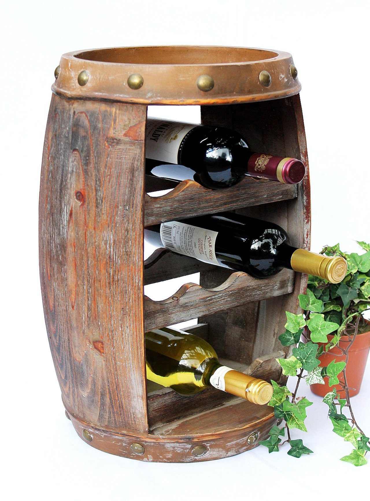 Weinregal Holz Klein Weinfass Flaschenständer Flaschenregal 1555 50 cm