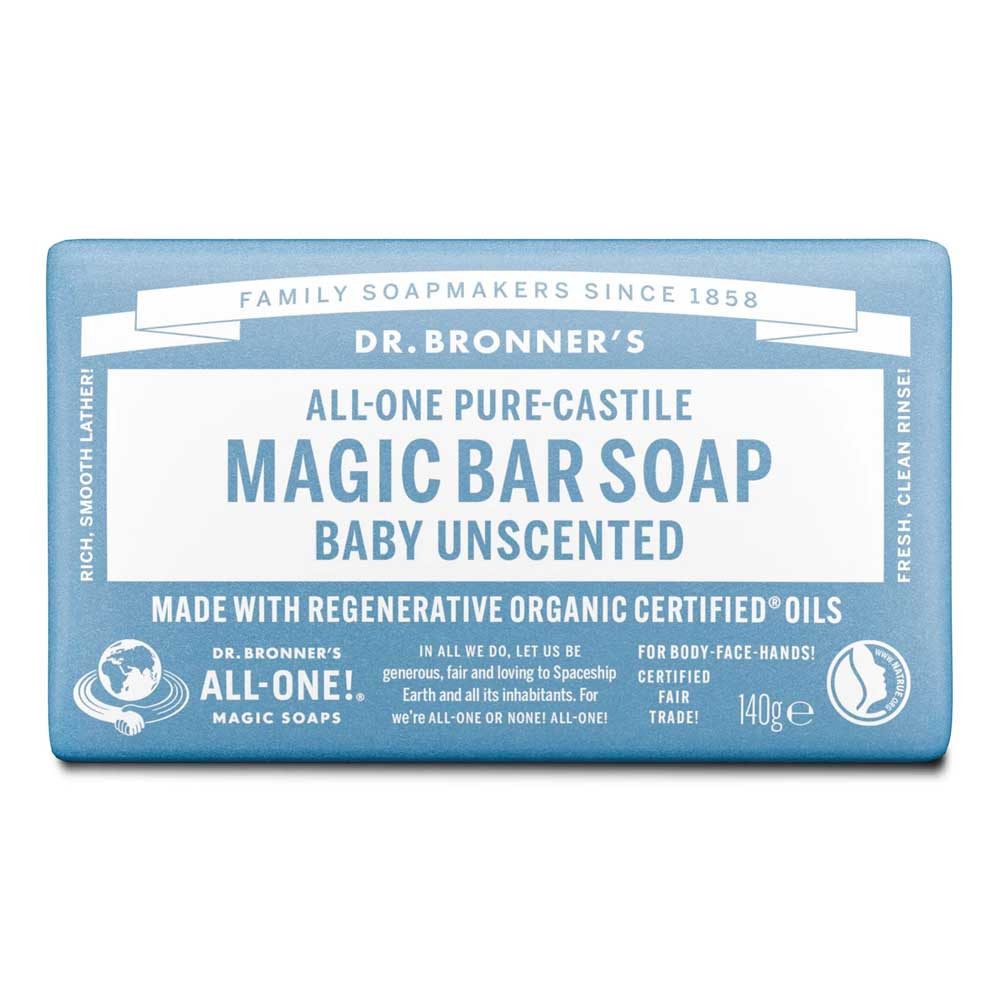 Dr. Bronners Handseife Baby parfümfrei - Stückseife All-One Magic Bar Soap 140g