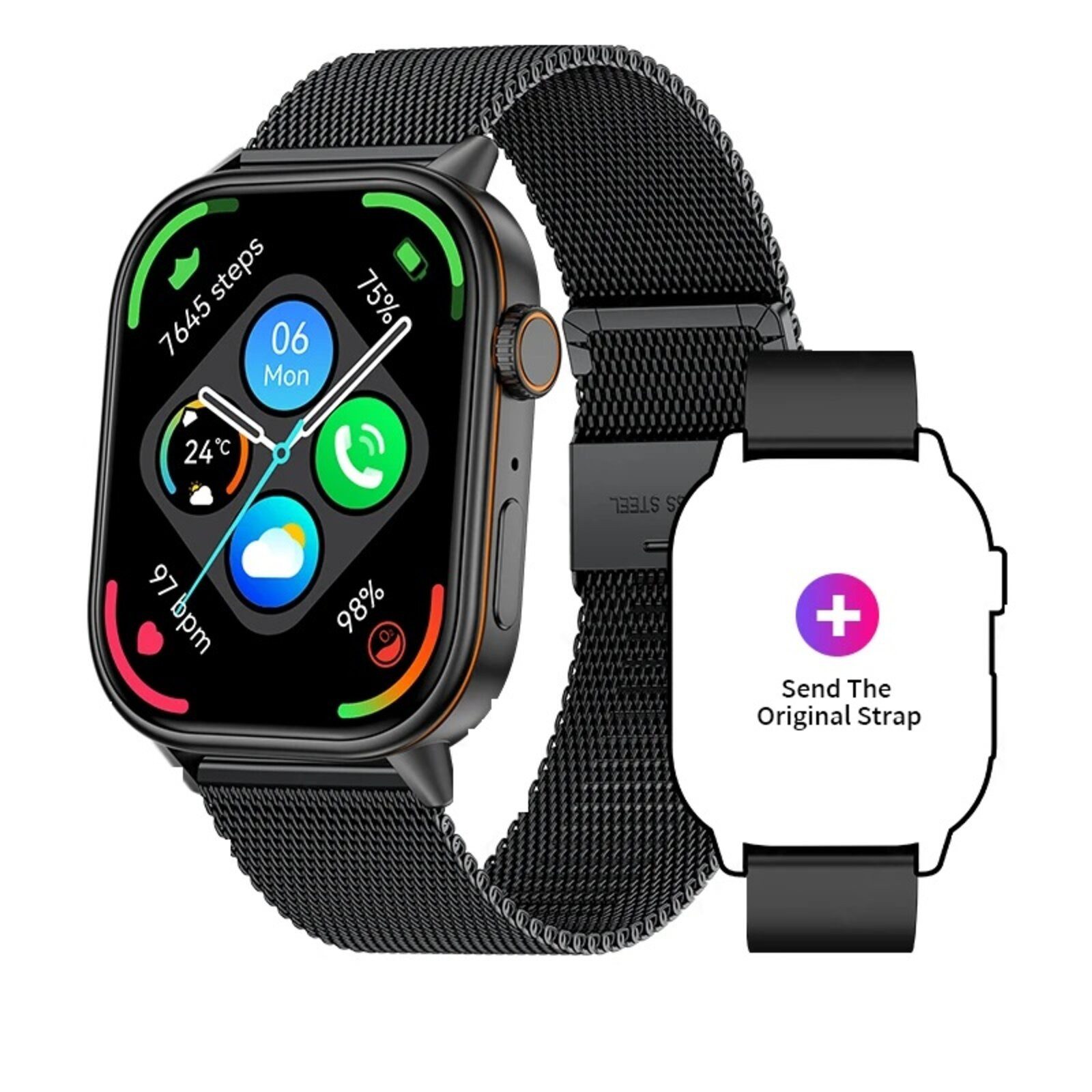 Nagham Ghazal Aswad Smartwatch GPS Tracker Kompass Outdoor Sport 2,01 Bildschirm 2025 Smartwatch (4cm cm/2.01 Zoll)