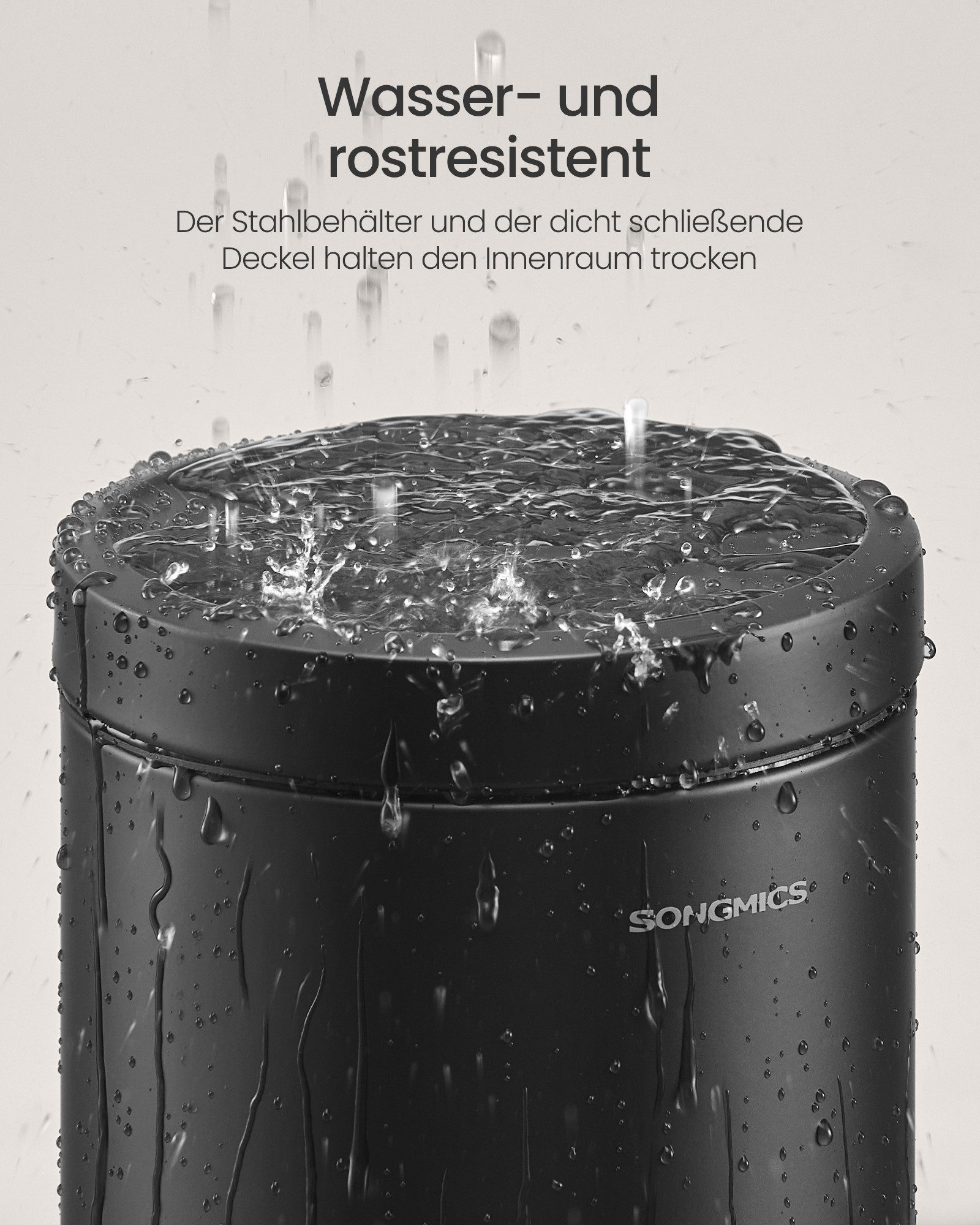 SONGMICS Kosmetikeimer Softclose-Deckel, Stahl, Kosmetikeimer, 3/6 L Mülleimer Bad, Tretmülleime