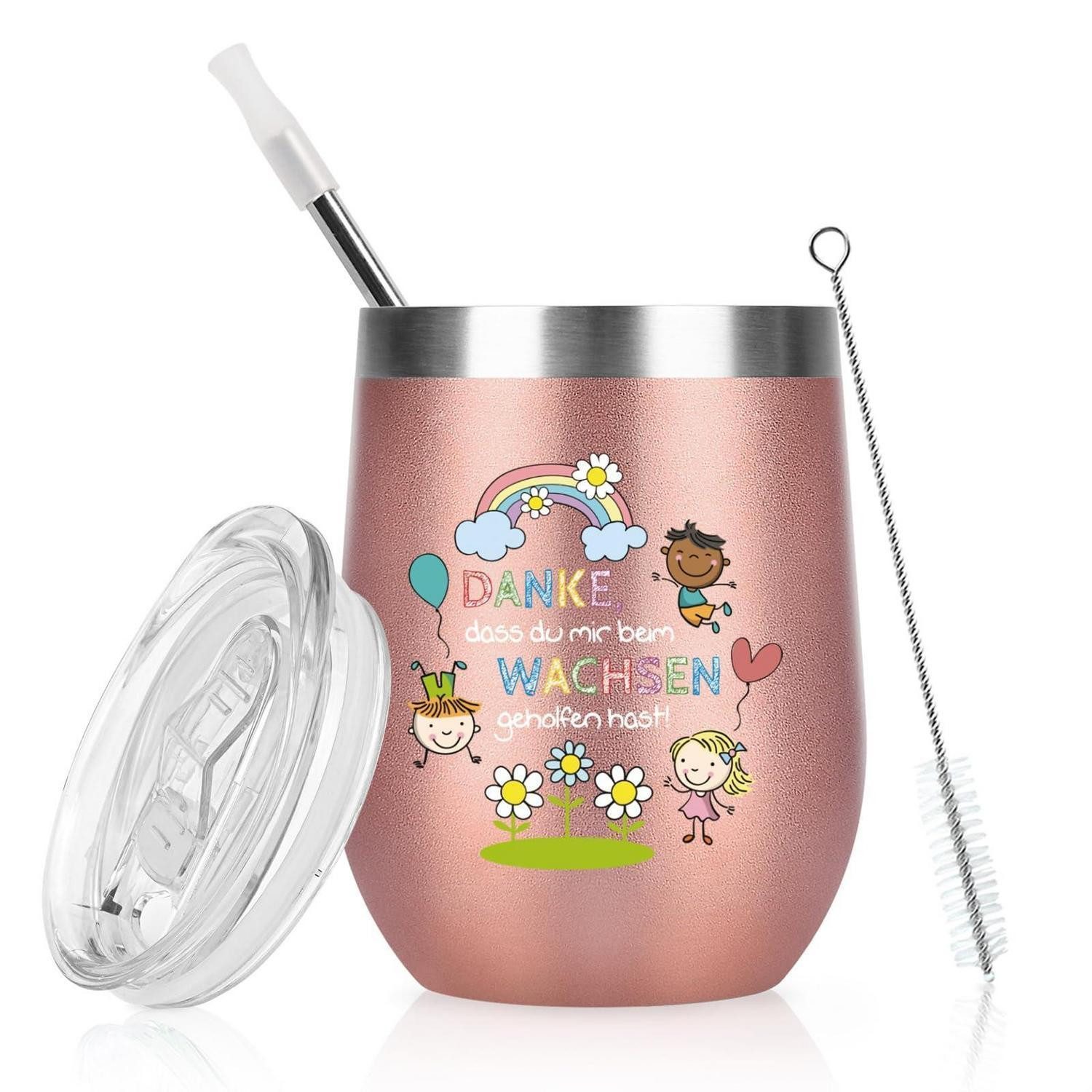 LuxusKollektion Coffee-to-go-Becher Thermobecher Roségold Danke Erzieherin 350ml, Metall