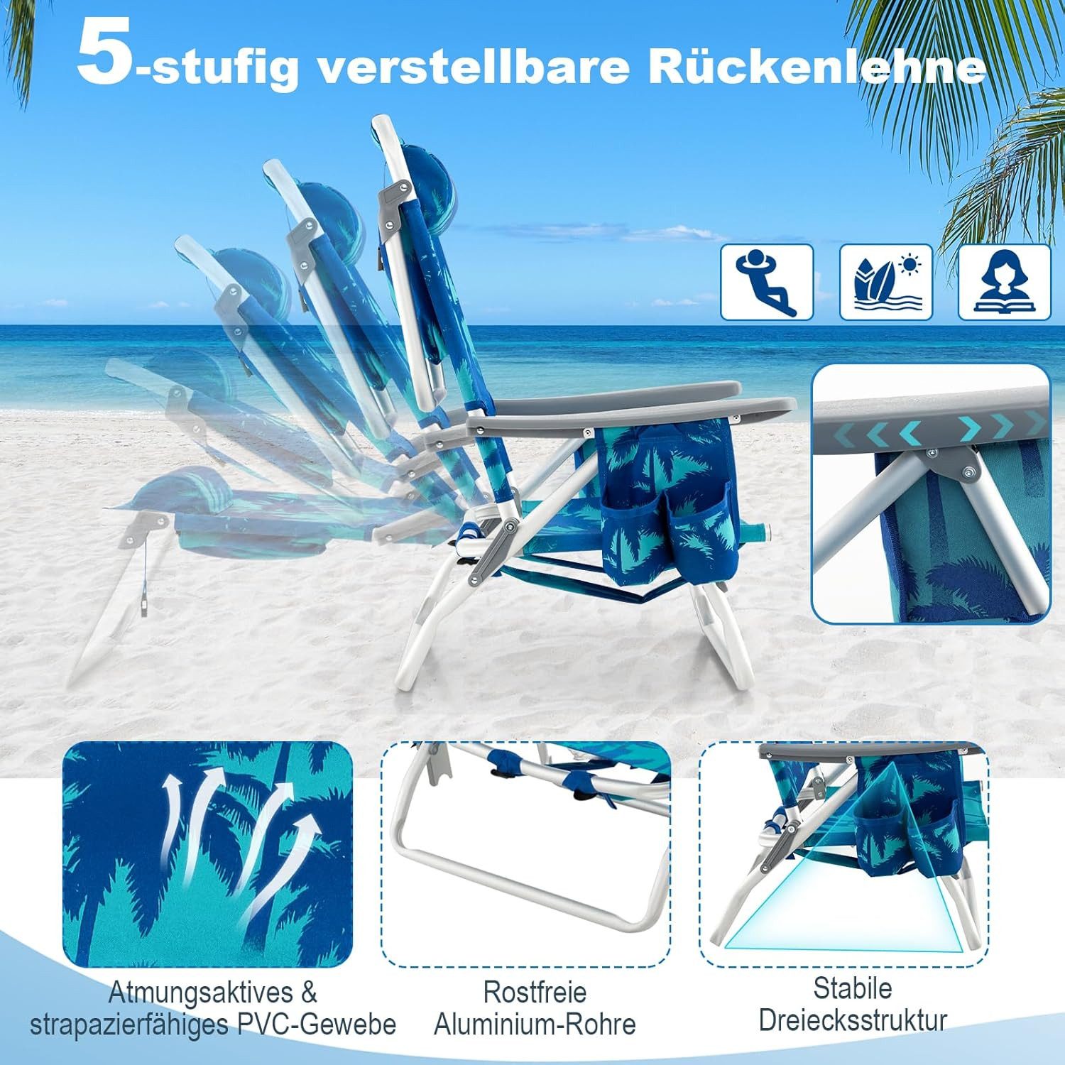 KOMFOTTEU Campingstuhl Strandstuhl (Set, 2 St), günstig online kaufen