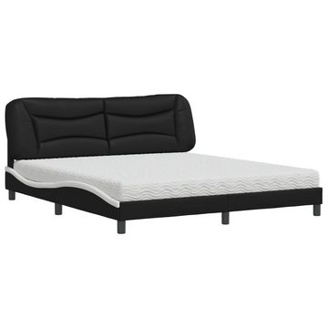 vidaXL Bett Bett mit Matratze Schwarz und Weiß 180x200 cm Kunstleder