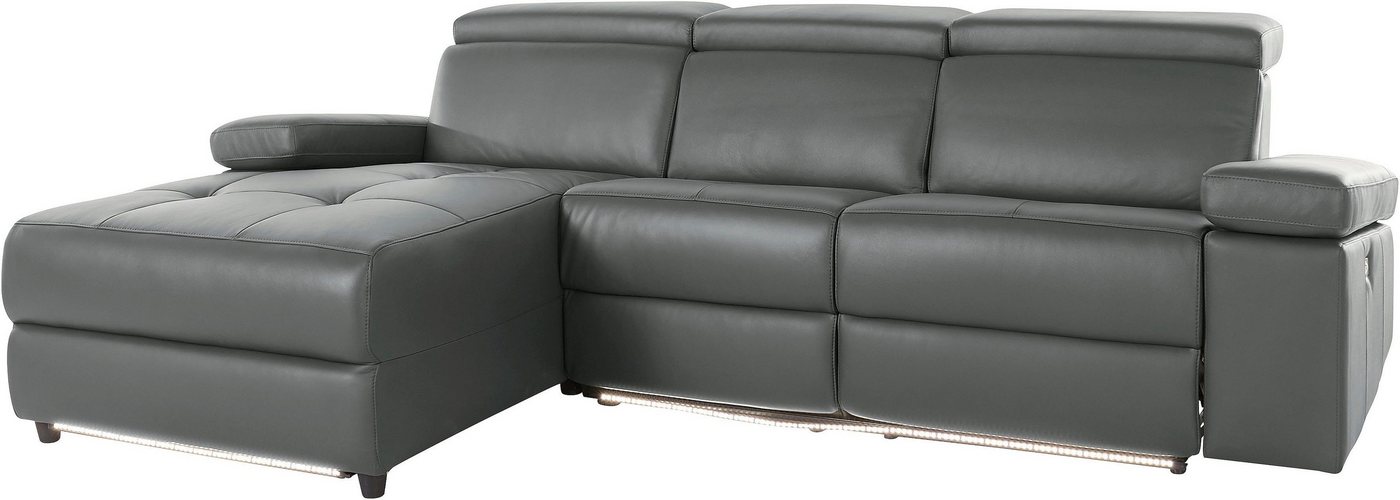 Places of Style Ecksofa »Kilado«, mit Relaxfunktion, verstellbarer Armlehne, Kopfteilverstellung und dimmbarer LED Beleuchtung, wahlweise Relaxfunktion elektrisch-HomeTrends