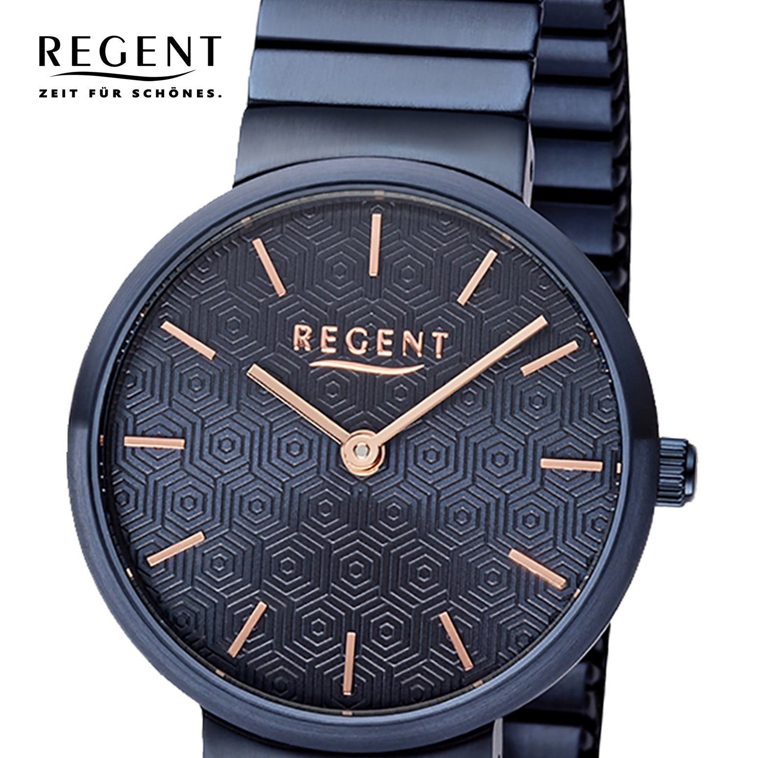 Regent Quarzuhr Regent Damen Quarz 29mm), (ca. Armbanduhr klein Uhr Damen Edelstahl, BA-585 rund, Edelstahlarmband
