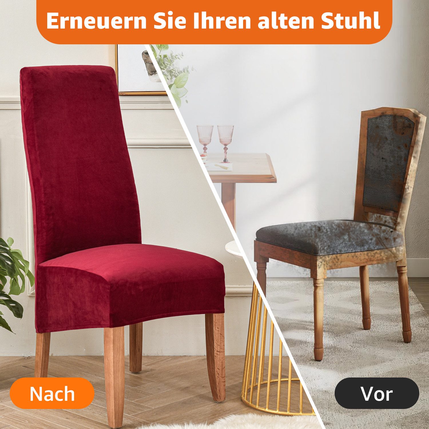 Simloveve Stuhlhusse Stuhlhussen Mirofaser Esszimmer Abnehmbare Stretch Stu günstig online kaufen