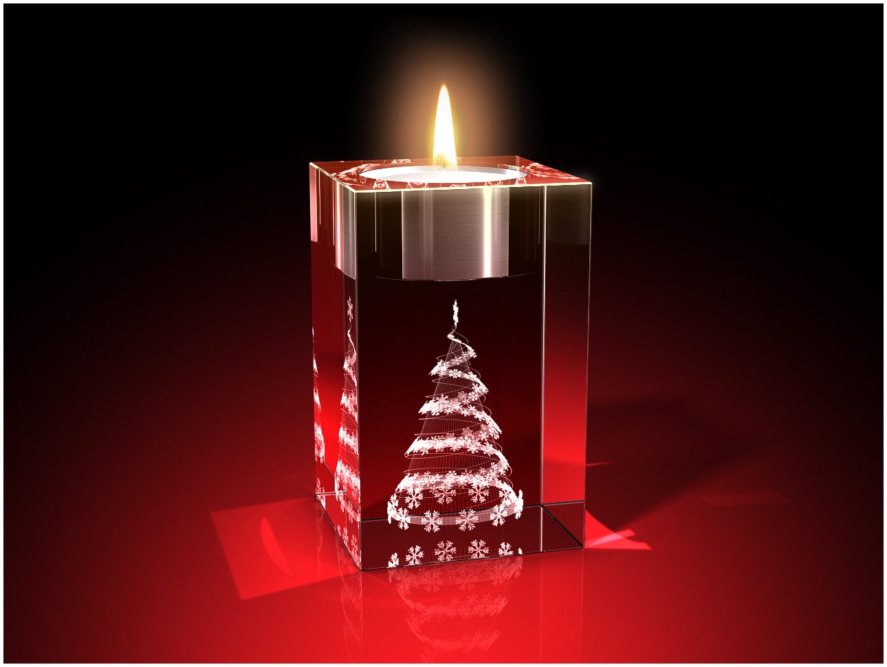 GLASFOTO.COM Teelichthalter Advents-Teelichthalter (einzeln), Weihnachten, Kristallglas, 3D-Motive (1), aus Kristallglas