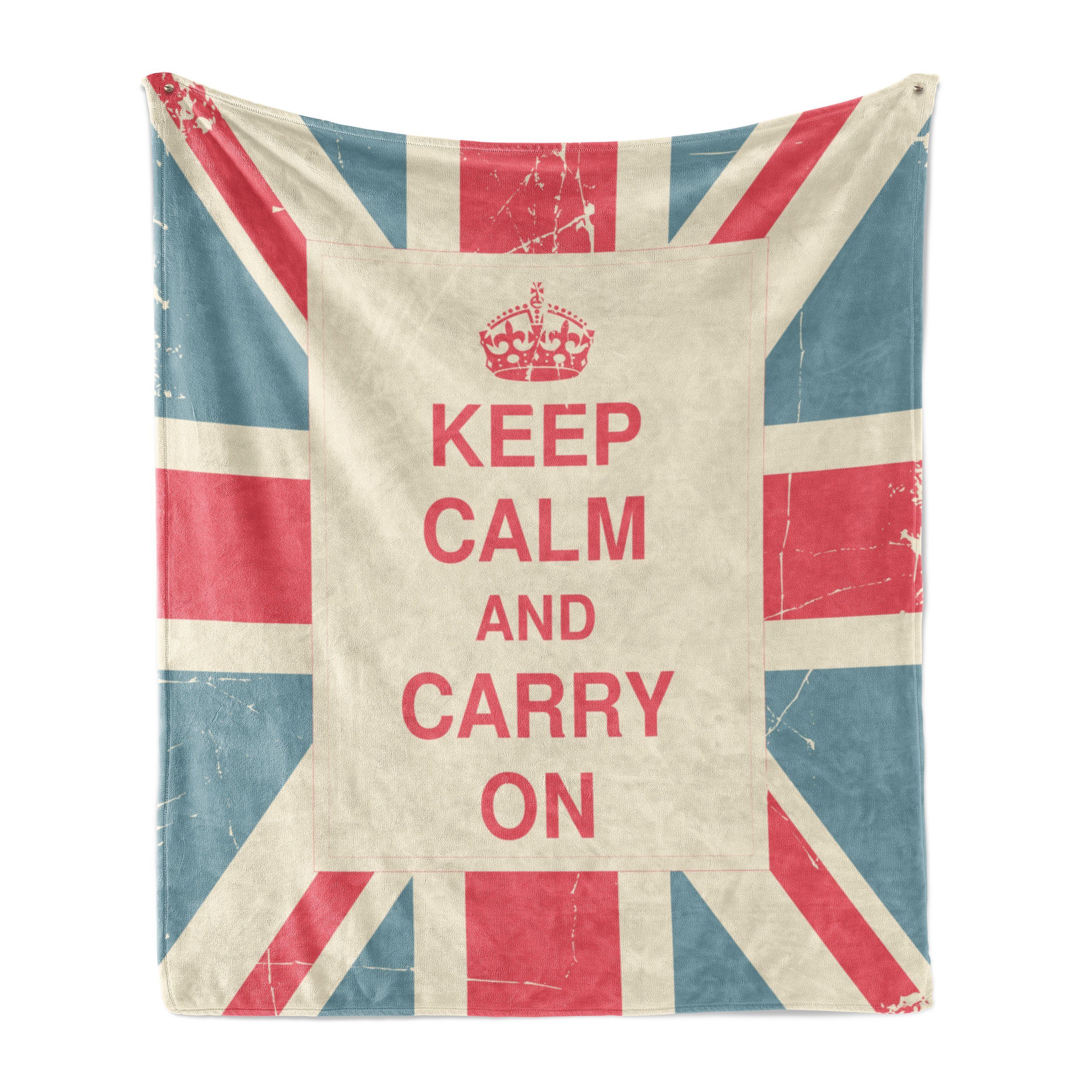 Wohndecke Gemütlicher Plüsch für den Innen- und Außenbereich, Abakuhaus, Ruhig bleiben Carry auf britische Flagge