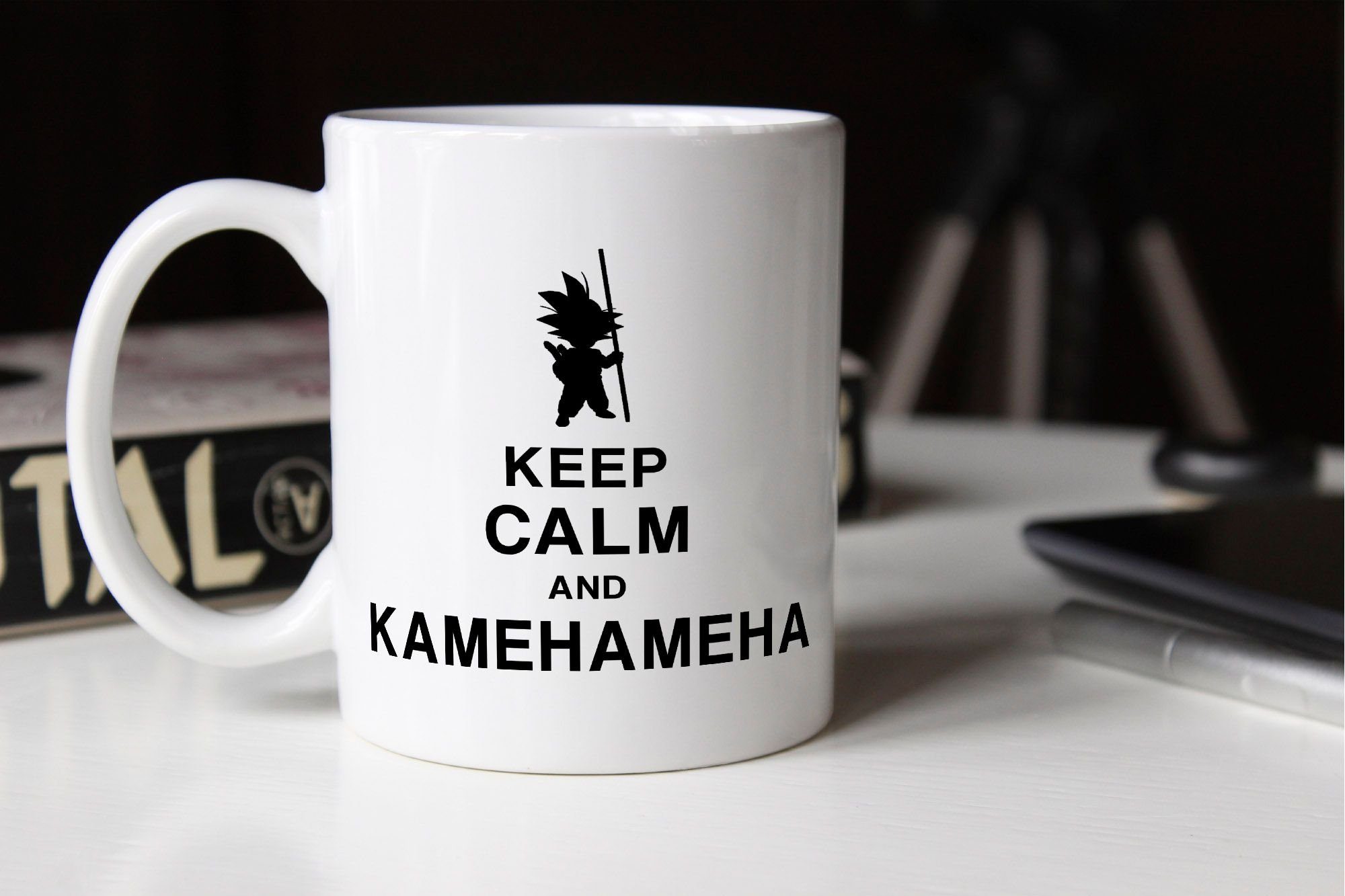 MoonWorks Tasse Son Goku Tasse Keep Calm and Kamehameha Dragon Ball einfarbig, Keramik
