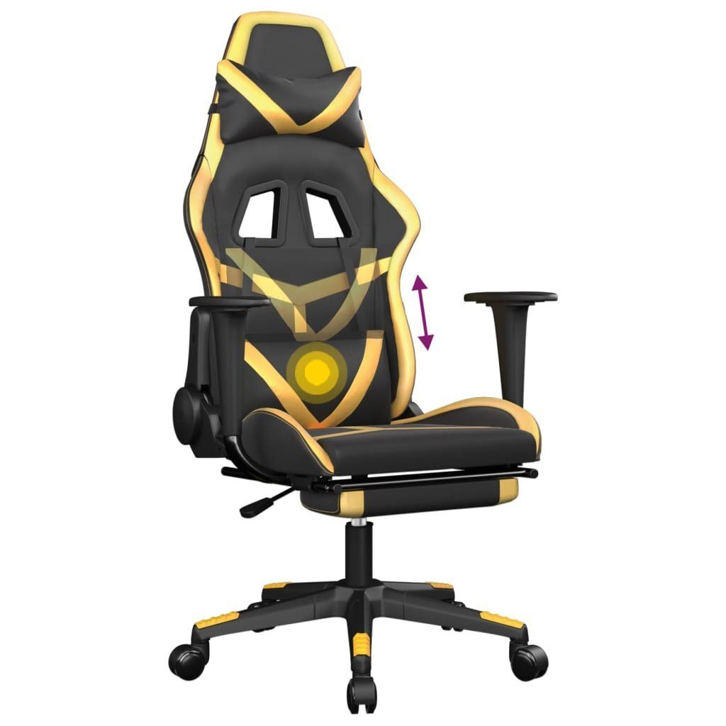 Fußstütze Kunstleder Gaming-Stuhl furnicato Schwarz mit Golden (1 St) und