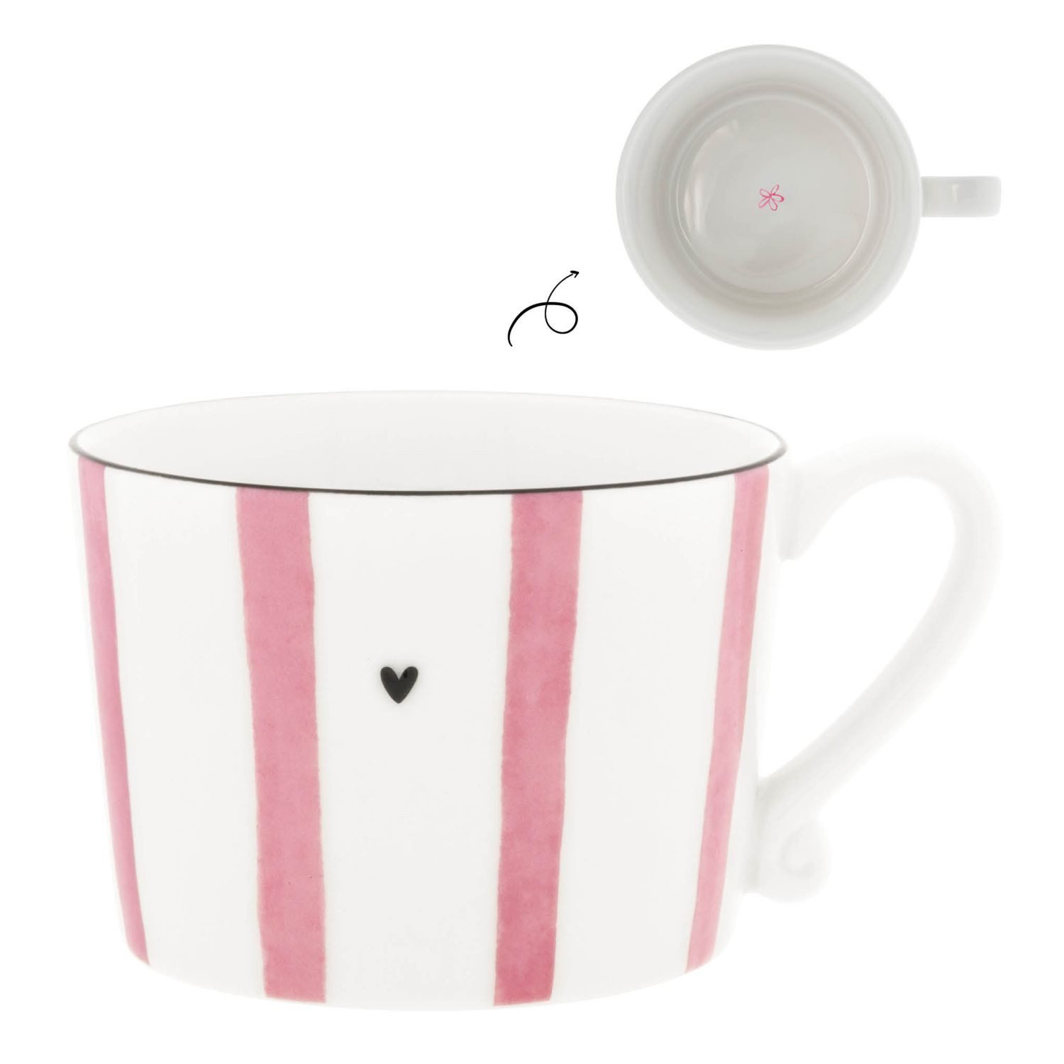 Bastion Collections Tasse Rose, Keramik, Spülmaschinengeeignet, Weiß, Streifen, H: 7cm