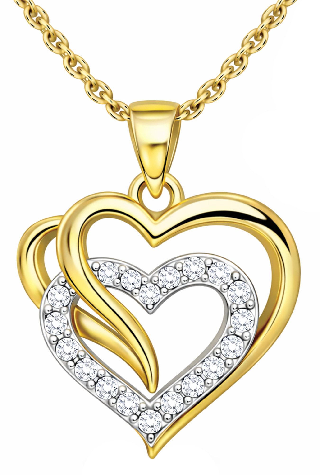 Limana Herzkette für Damen 925 Silber Gold vergoldete Kette mit Herz Anhänger Halskette (inkl. Schmuckdose Weihnachten Geburtstag Jahrestag Hochzeitstag), Valentinstag Muttertag Schmuck Geschenk Frauen Ehefrau Freundin Liebe
