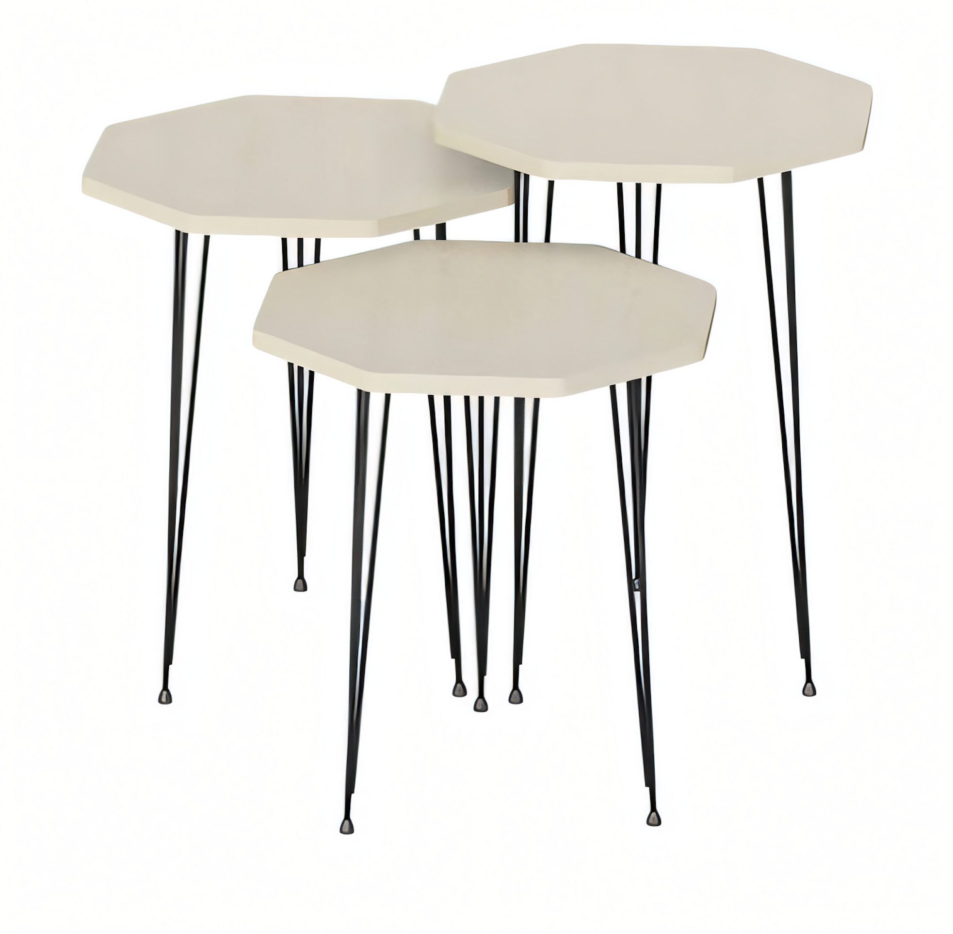 JVmoebel Couchtisch Elegantes weißes Couchtisch-Set aus Metall und Holz für modernes (Couchtisch, Couchtisch 2, Couchtisch 3), Made in Europe