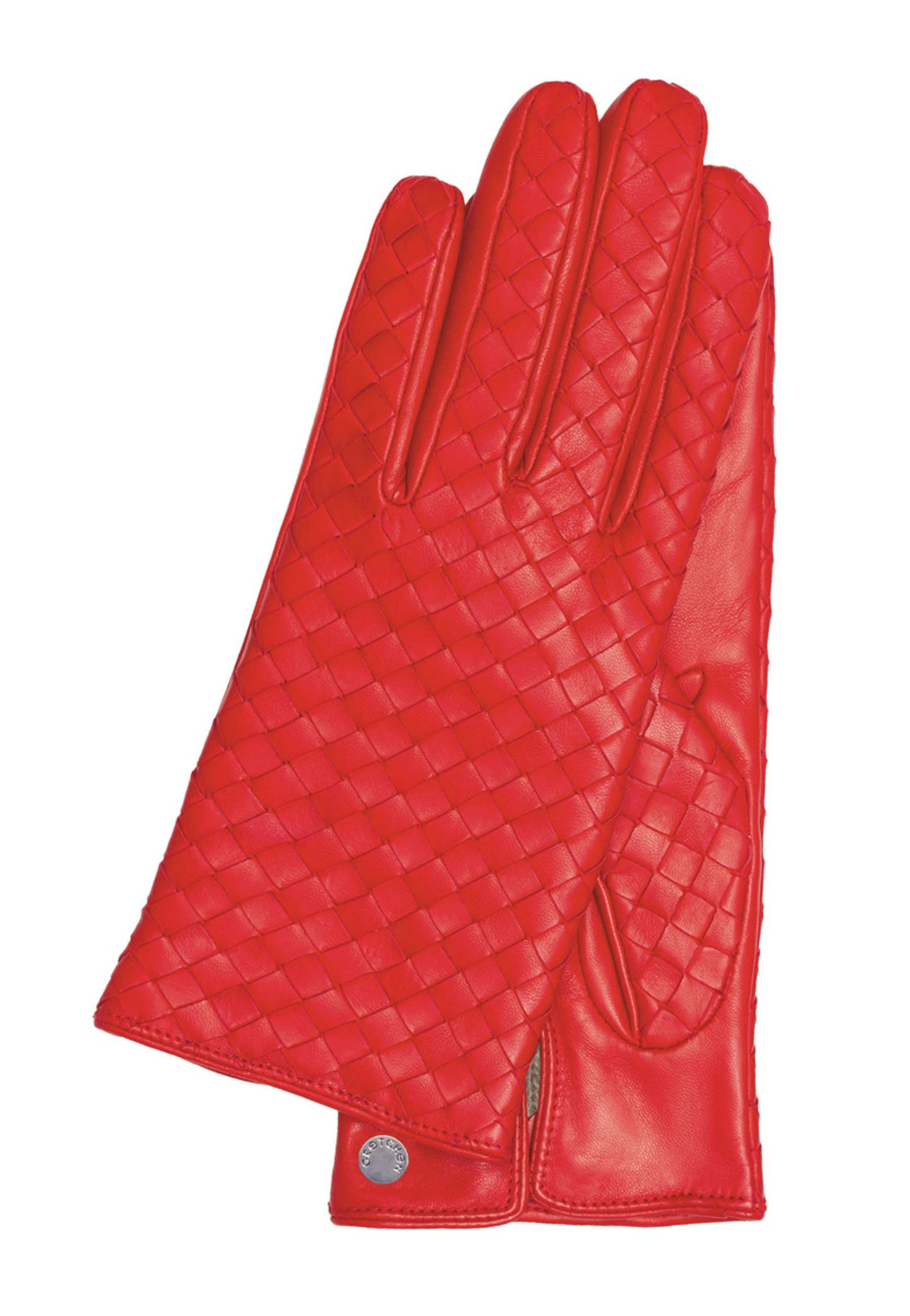 GRETCHEN Lederhandschuhe Woven Gloves mit Flechtung trendiger rot