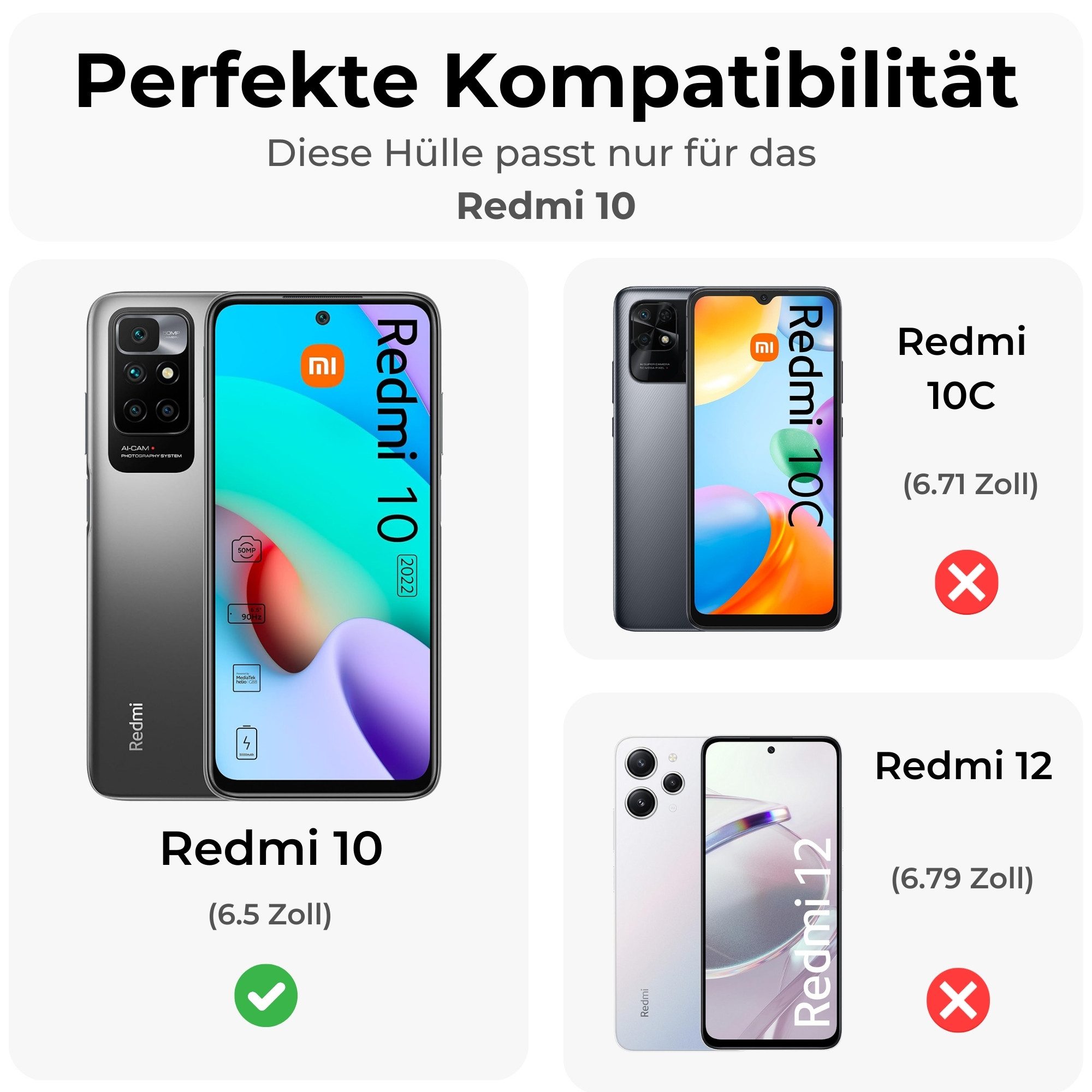 betterfon Handyhülle für Xiaomi Hülle mit [Standfunktion][Kartenfächern], Bookstyle-Hülle: Magnetverschluss 3 Kartenfächer & Standfunktion