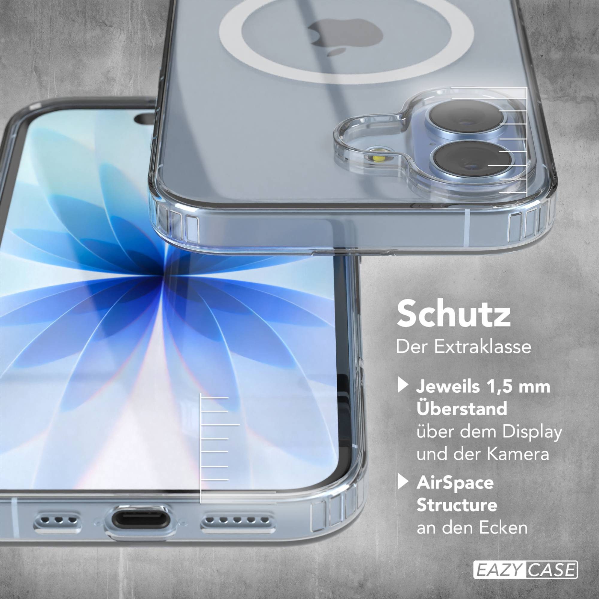 EAZY CASE Handyhülle Transparente Hülle mit MagSafe für iPhone 17 6,3 Zoll, Back Cover, Bumper Case, Handy Schutzhülle Kameraschutz, Durchsichtig – Bild 4 von 5